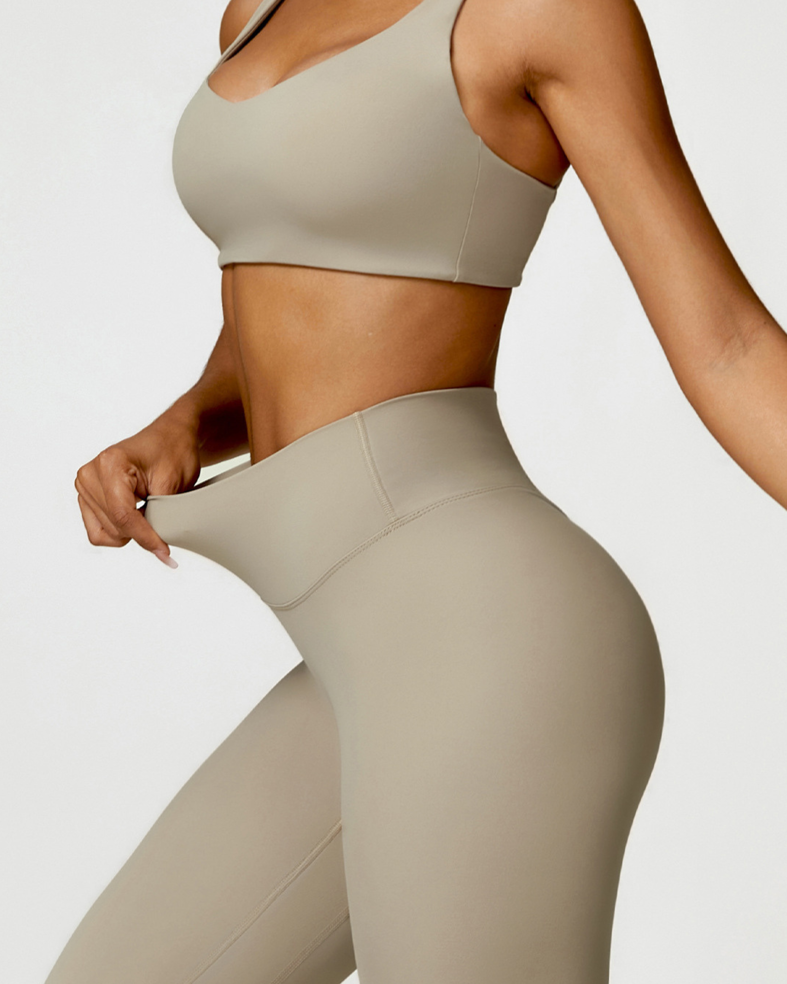 Selene High Waisted Yoga Pants - Sand